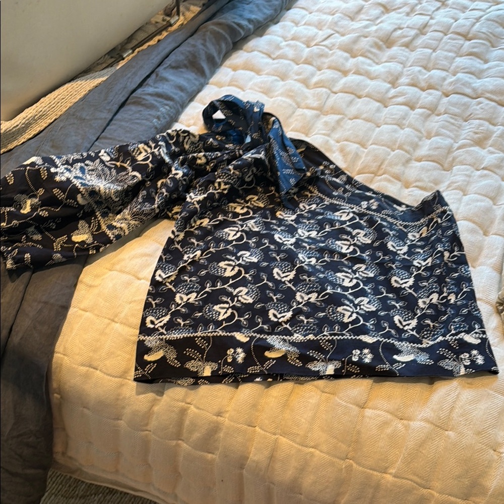 Navy Floral One-Shoulder Kids Top